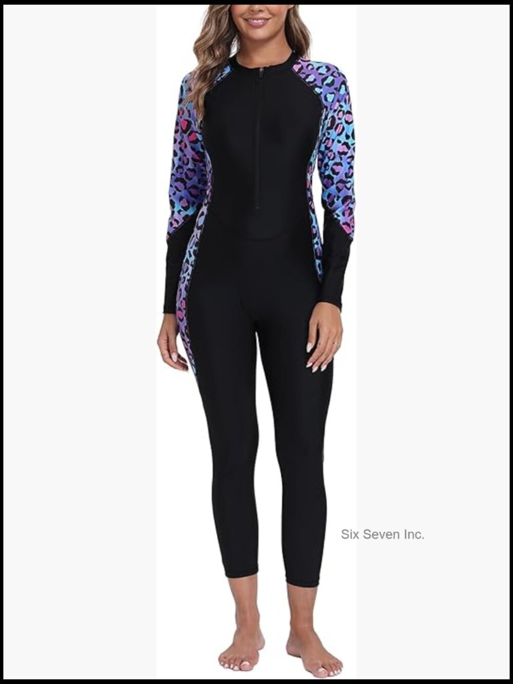Full Body Rash Guard One Piece Front Zip Swimsuit Long Sleeve UPF 50 Bathing